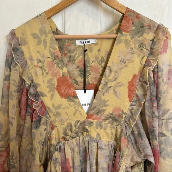 FARROW Spring Floral Whimsical Flowy Long Sleeve Christelle Maxi Dress | Size L - Picture 2 of 15